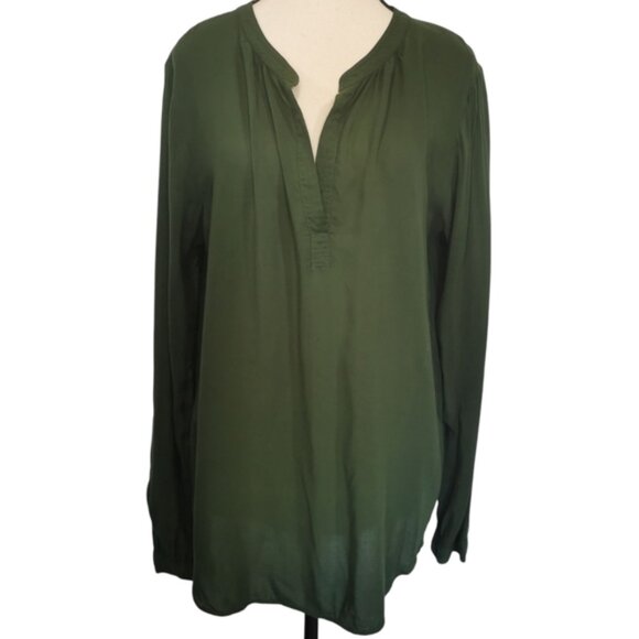 Velvet By Graham & Spencer Cavern Green Long Sleeve Viscose  Blouse - Sz L - Picture 2 of 8